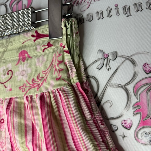 Pumpkin patch skirt tiered ruffle, frills, lime, green, pink, cute floral Y2K - Picture 4 of 8